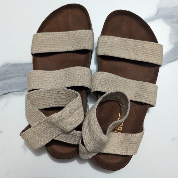 White Mountain Footbeds SZ 7 / EU SZ 37 Women's Fabric Flat Slip-On Sandals - Picture 1 of 4